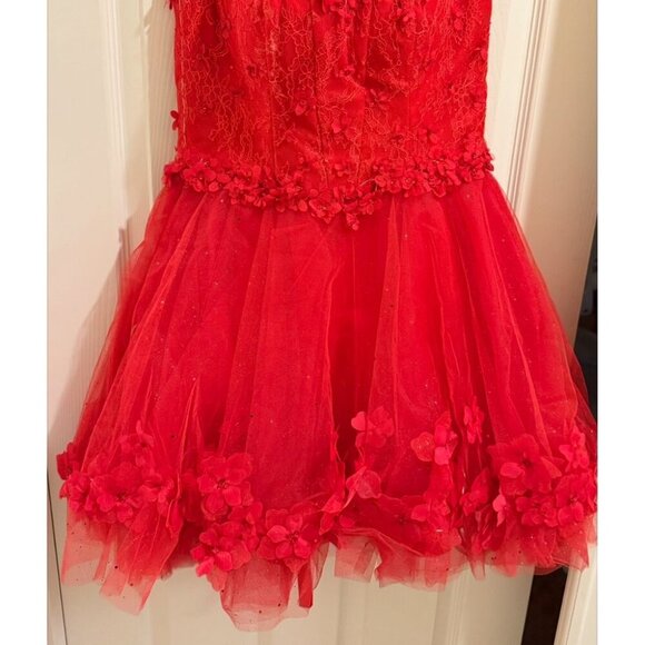 NWT Mori Lee 9600 Tulle Cocktail Dress Scarlet Size 4 - Picture 6 of 8